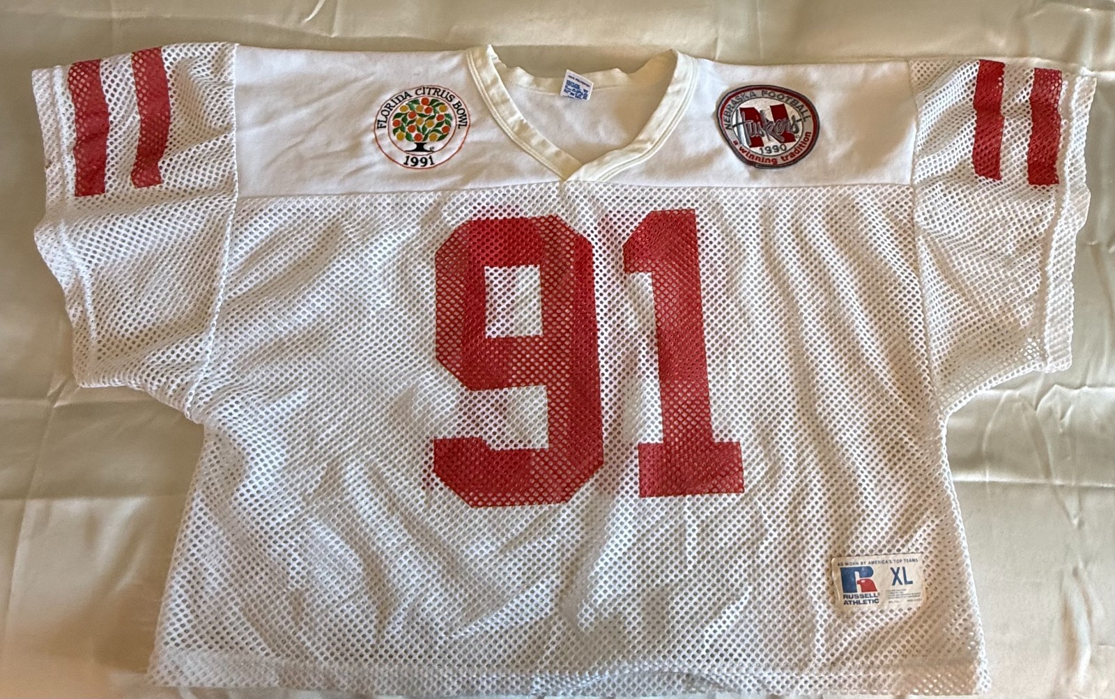University of Nebraska Cornhuskers Authentic Game Jersey for 1991 Citris Bowl. University of Nebraska Cornhuskers Authentic Game Jersey for 1991 Citris Bowl.