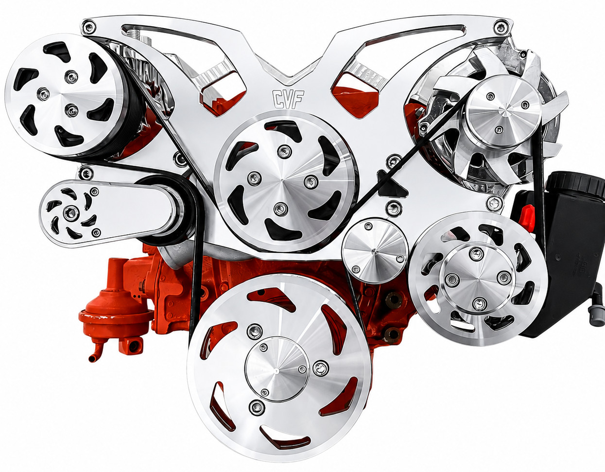 Small Block Chevy Serpentine Pulley Conversion Kit ALT PS A/C SBC 350 383