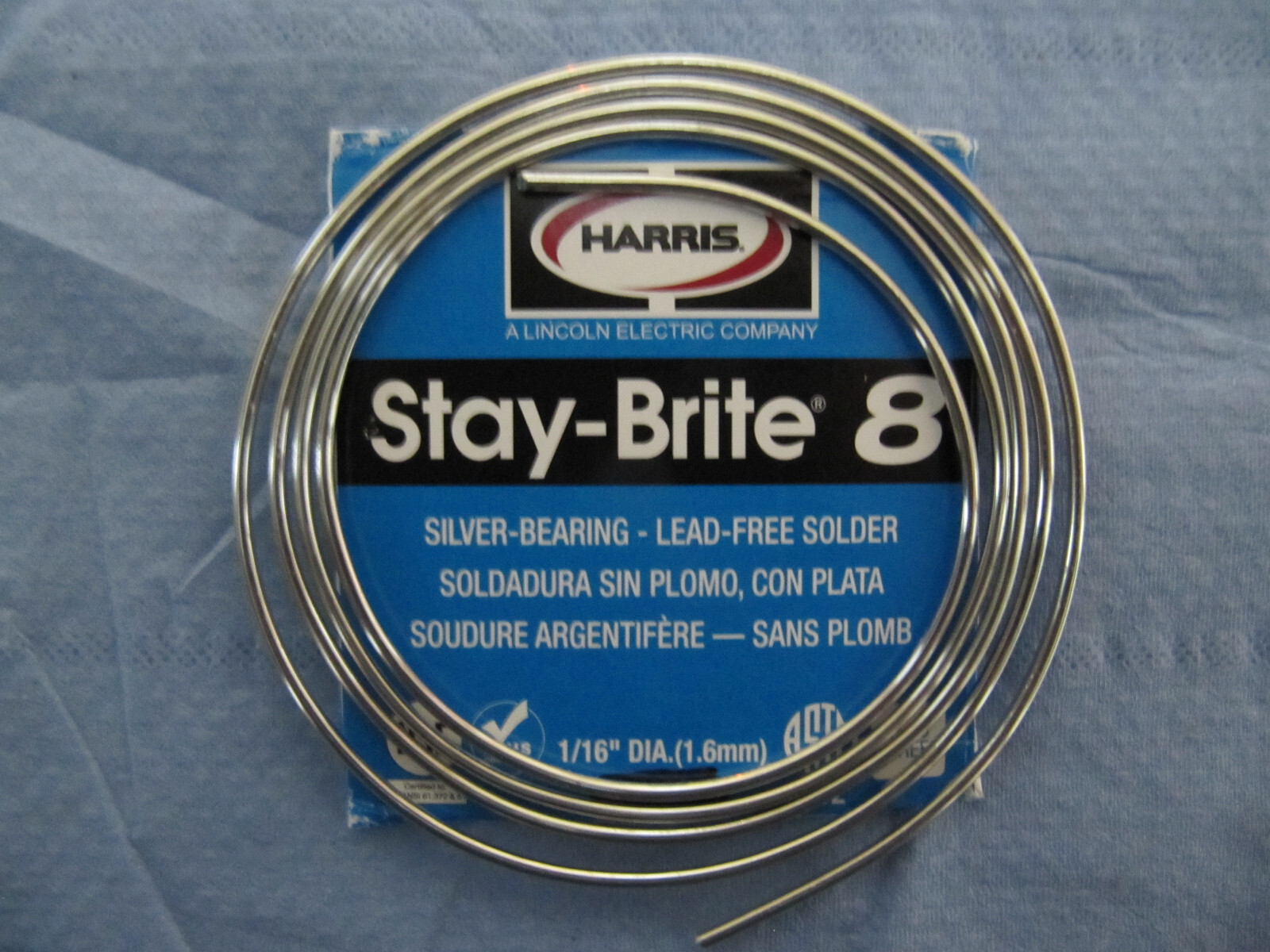 HARRIS STAY-BRITE #8 TIN/SILVER SOLDER - 36 inch piece, 1/16 inch DIA. (1.6mm)