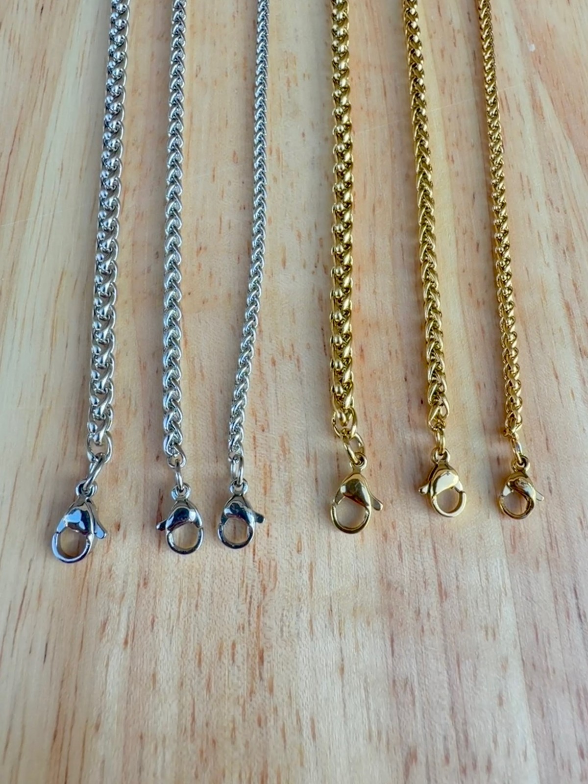 Wheat Chain Necklace - Silver or 18K Gold-Plated Surgical Stainless Steel