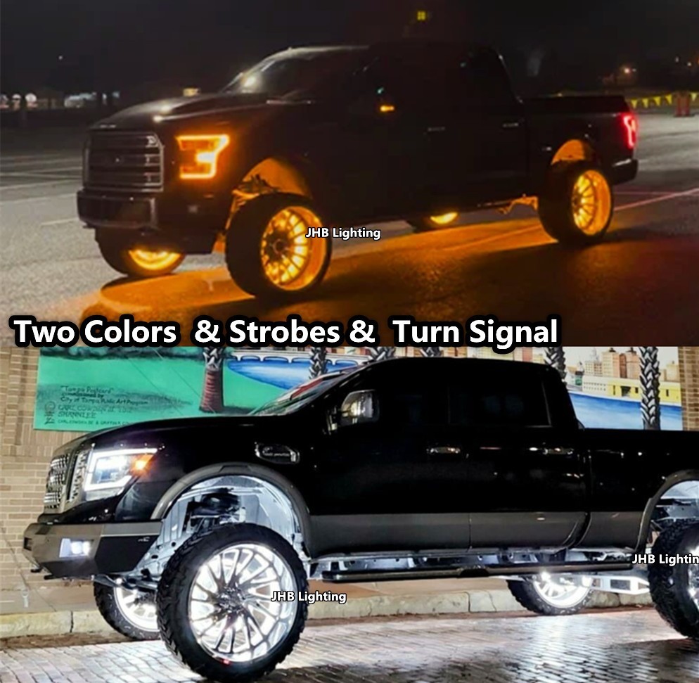 JHB 17.5''QUAD ROW AMBER WHITE Switchback LED Turn Signals Wheel Rim Ring Lights