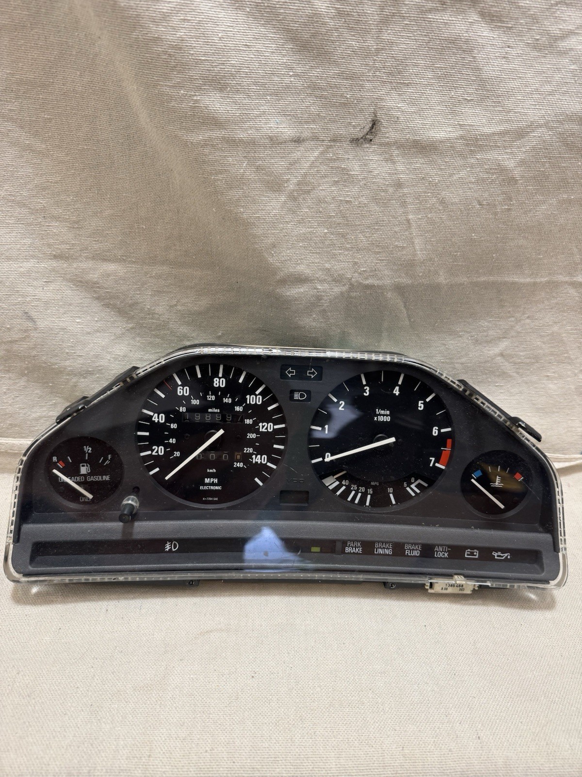 BMW E30 325i 325is 1987-1991 VDO Instrument Gauge Cluster 198K 6.5K Tach Speedo
