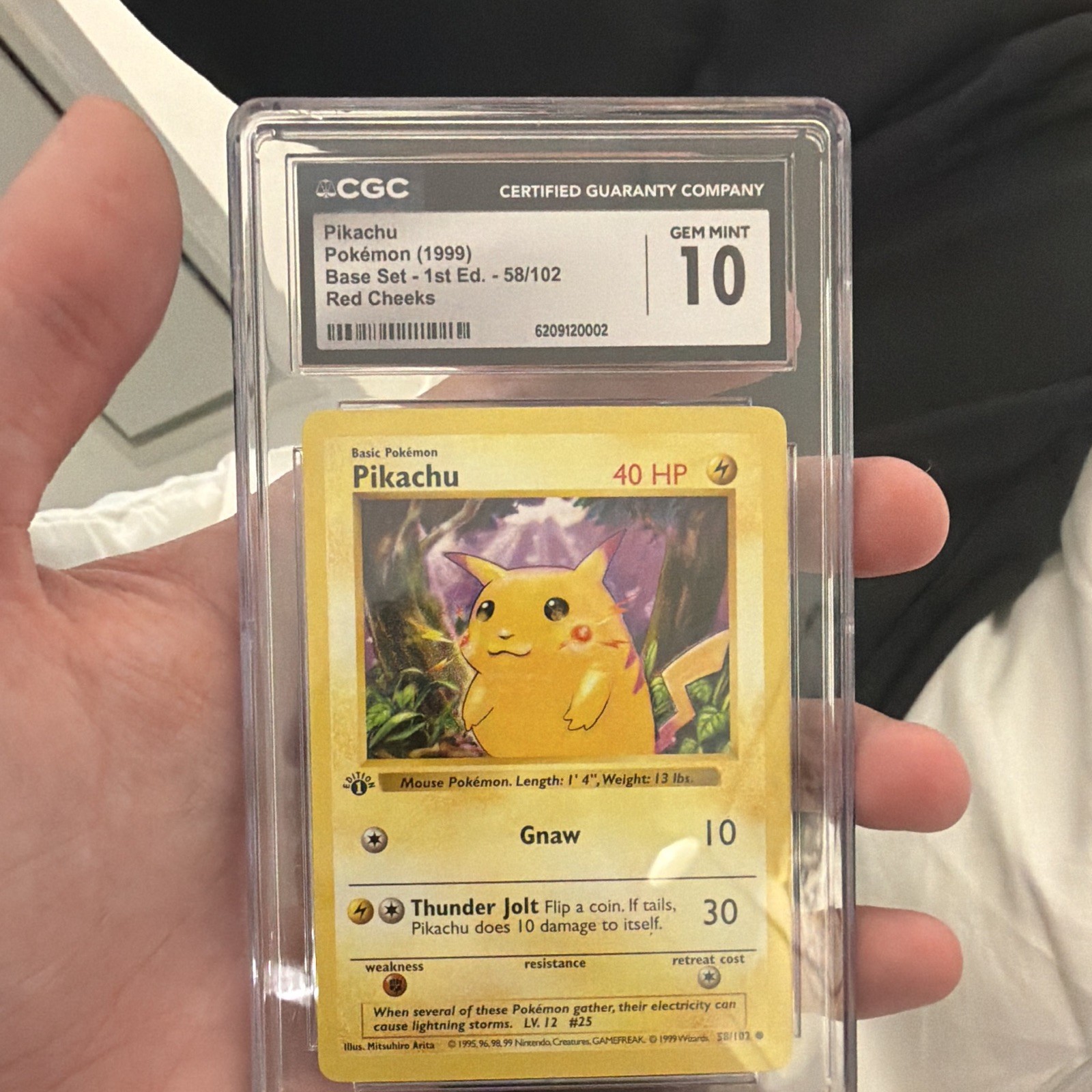 CGC 10 Pikachu 1999 Base Set 1st Edition 58/102 Red Cheeks English