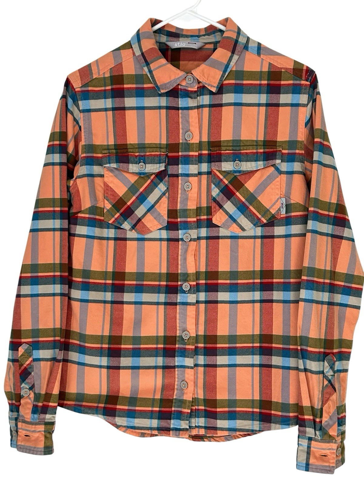 STIO Women’s Willow Midweight Plaid 100% Organic Cotton Flannel Shirt Sz M