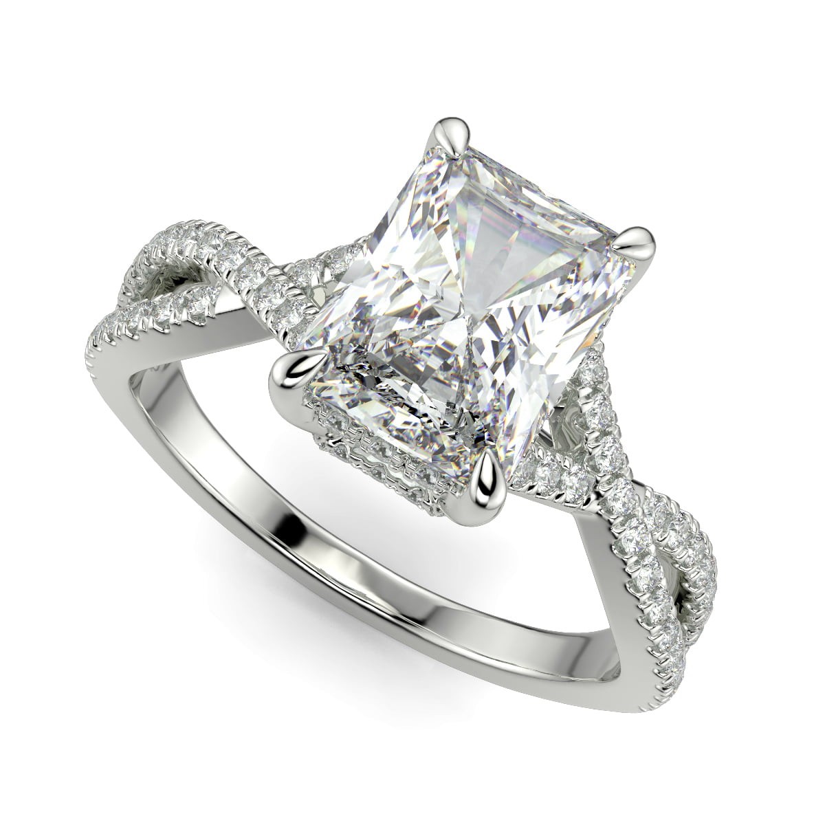 2.95 Ct Radiant Cut Diamond Engagement Ring VS1 D White Gold 14k