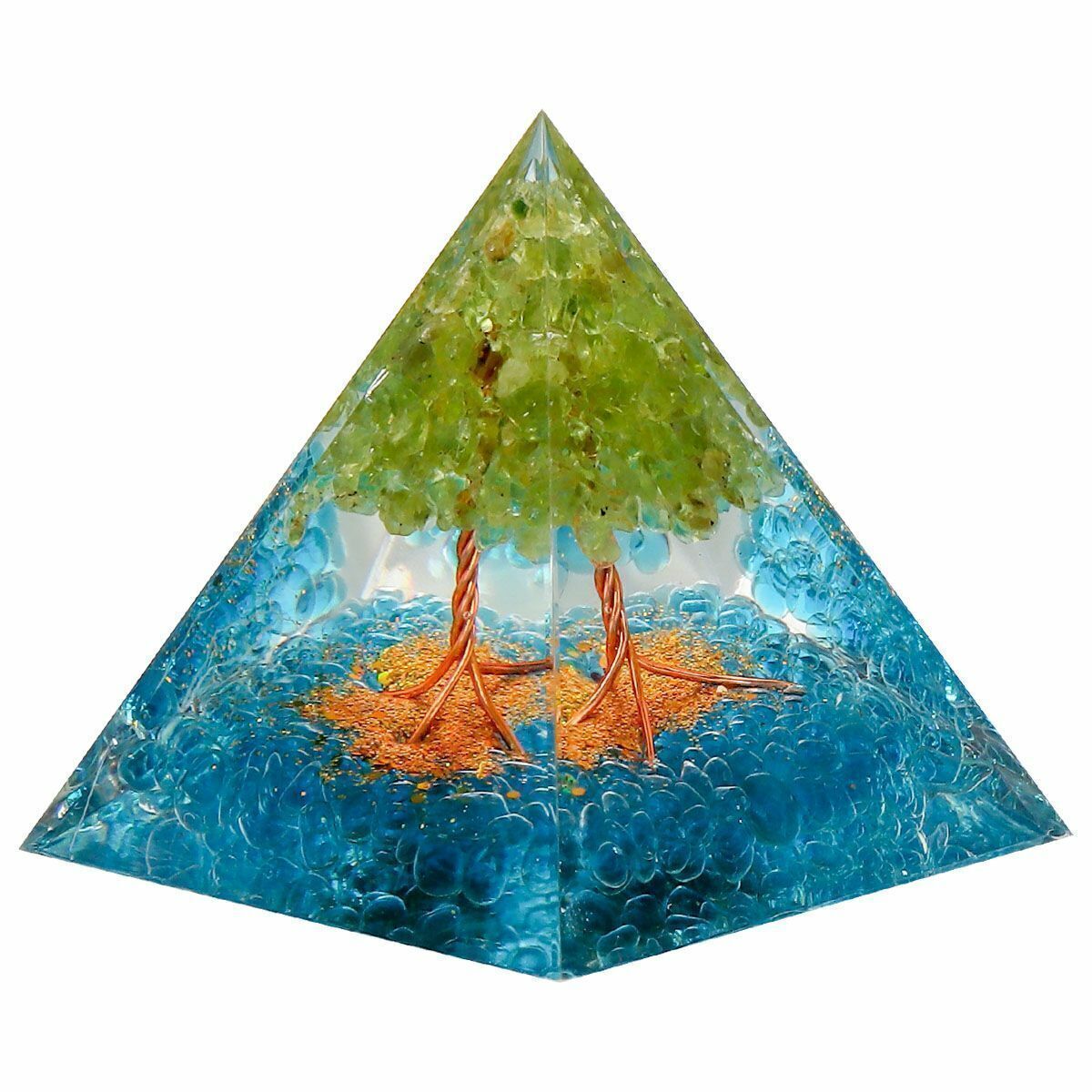 Orgonite Pyramid Amethyst Peridot Healing Crystal Energy Orgone EMF Protection