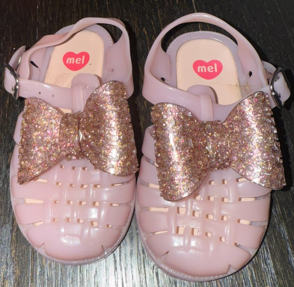 Mini Melissa, Mel Aranha Flat Light Pink Jelly Sandal Girls Baby Toddler Size 6