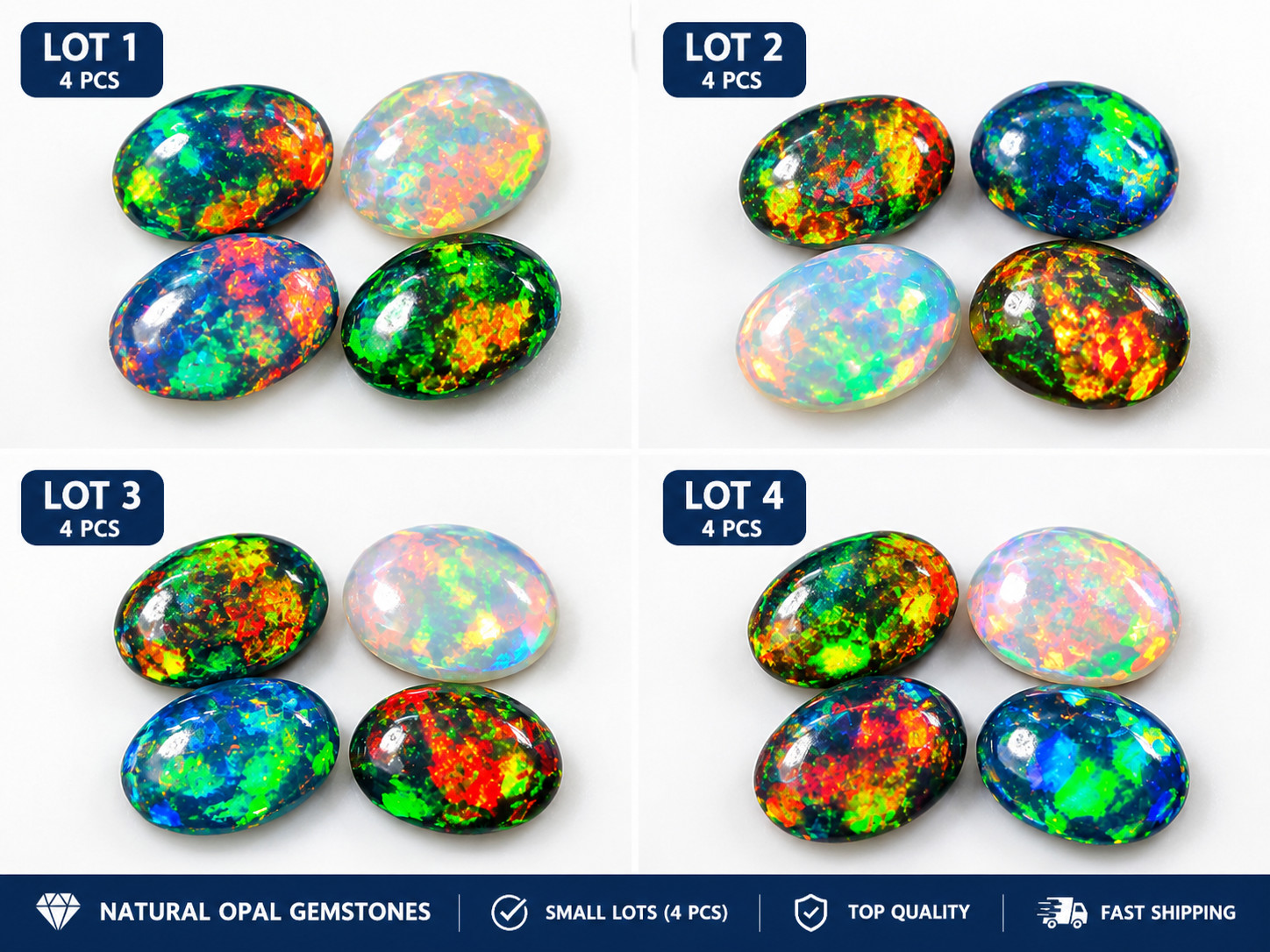 100% Natural Ethiopian Opal Lot multi Fire Opal Cabochon Gemstone Size 6X8MM