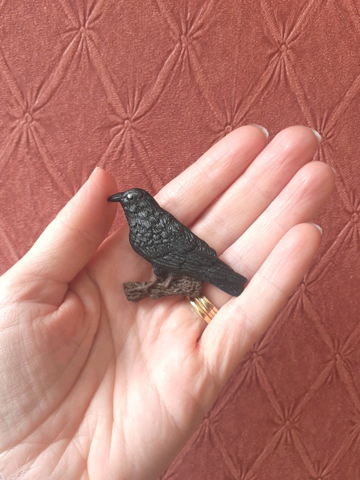 Beautiful Handmade Cute Raven/ Crow Brooch Cottagecore Pin Up Rockabilly Beautiful Handmade Cute Raven/ Crow Brooch Cottagecore Pin Up Rockabilly
