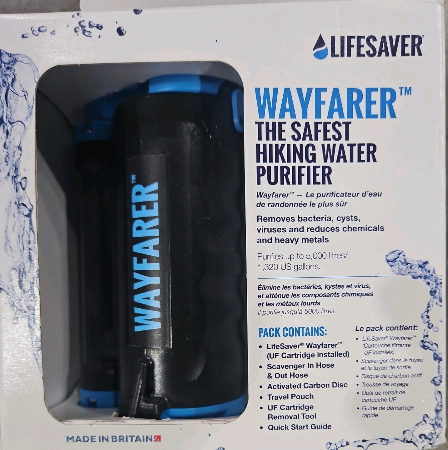 LifeSaver Wayfarer Water Purifier Compact Military Grade Purification 5000L NEW