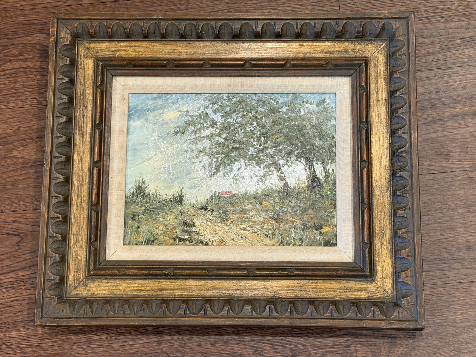 Vintage Signed Burke Oil on Canvas Landscape Painting