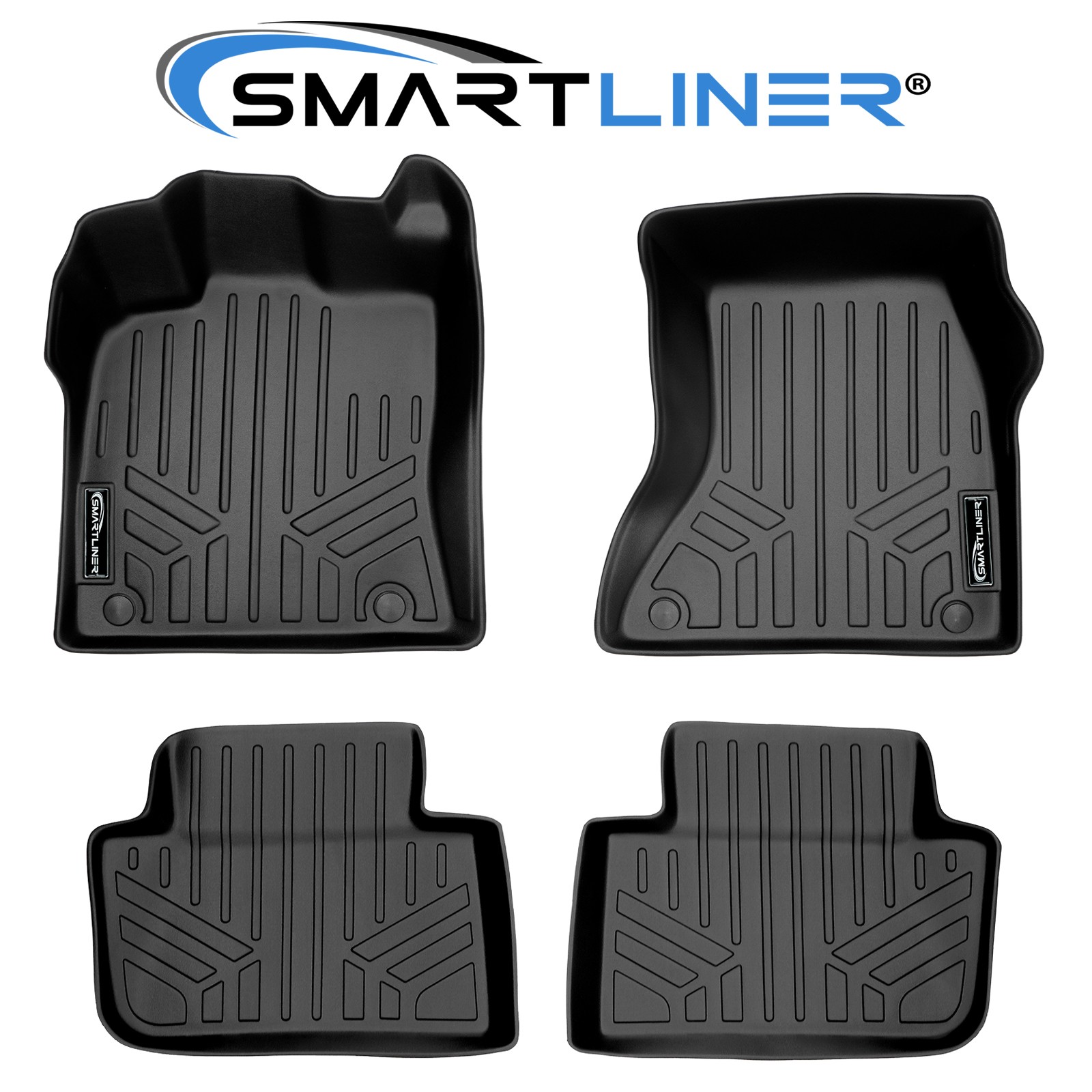 SMARTLINER All Weather Floor Mats Liner 2 Rows Set for Porsche Macan Black