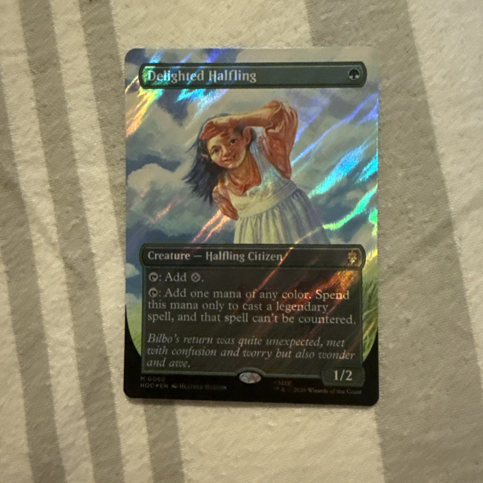 Wizards of the Coast Delighted Halfling MTG The Hobbit #0065 Full Art SURGE Foil Wizards of the Coast Delighted Halfling MTG The Hobbit #0065 Full Art SURGE Foil