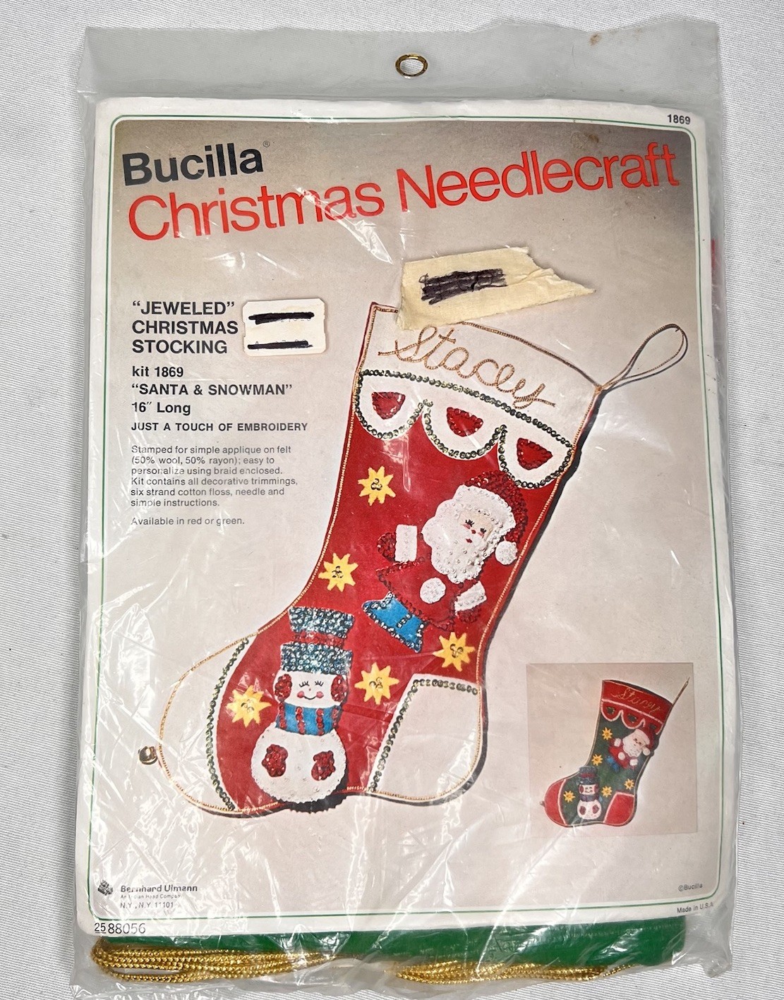 DIY Bucilla Christmas Needlecraft Jeweled Stocking Kit 1869 USA Vintage 1974 NEW DIY Bucilla Christmas Needlecraft Jeweled Stocking Kit 1869 USA Vintage 1974 NEW
