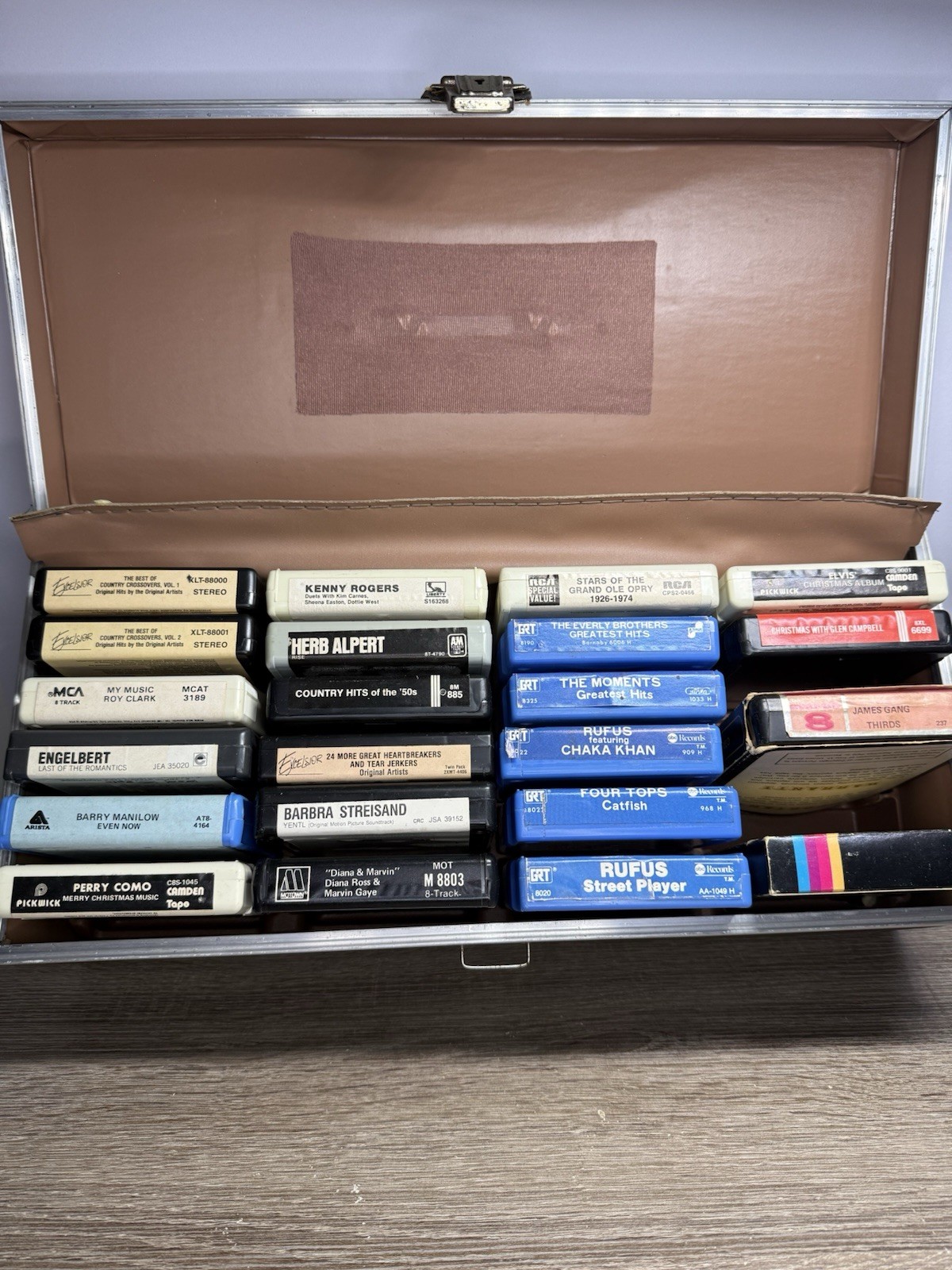 Vintage 8 Track Tapes Lot Of 22 Tapes Mixed Genre W/ Carry Case Rock Country