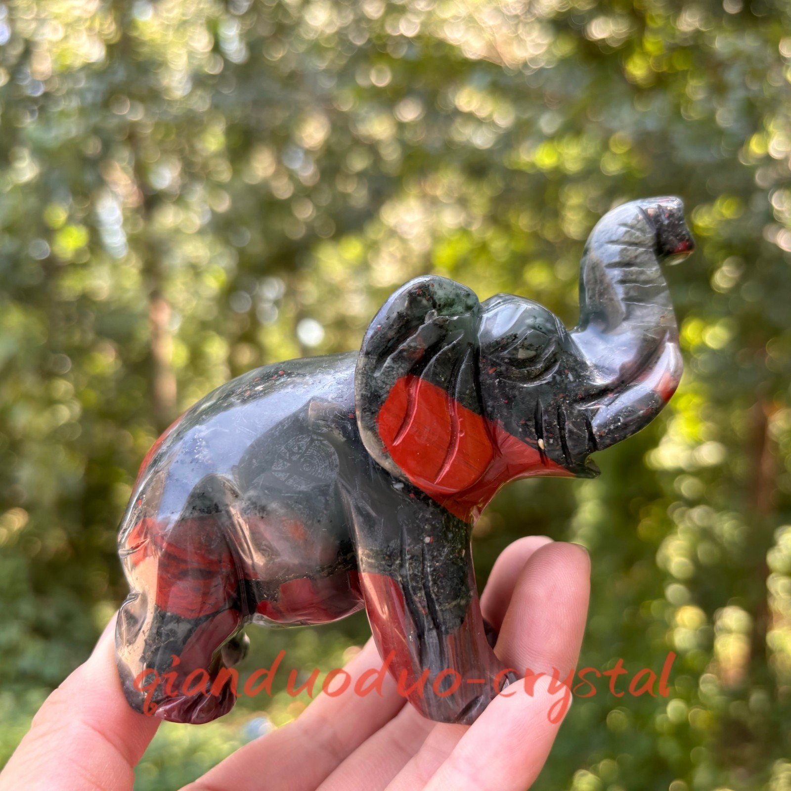 Natural Bloodstone Elephant Skull Carved Crystal Animals Healing Figurine  1pc