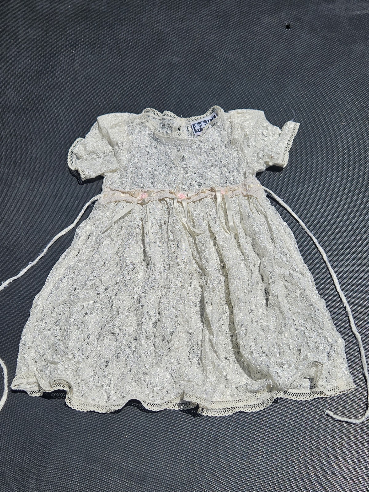 VTG Girls Lace Dress 12-18 Month Rosettes Shoulder Pads Victorian Fairy Holiday VTG Girls Lace Dress 12-18 Month Rosettes Shoulder Pads Victorian Fairy Holiday