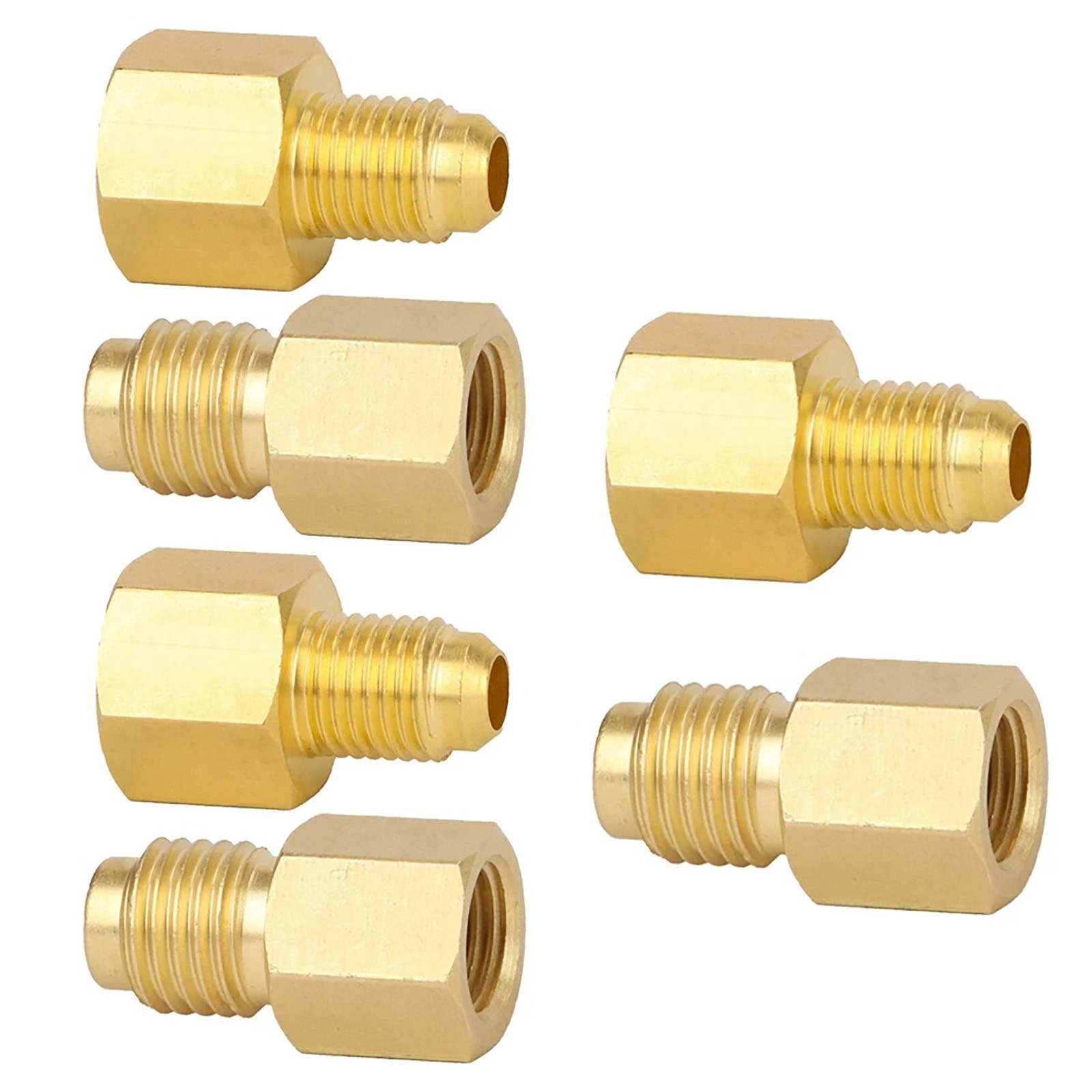 6PCS Brass Refrigerant Tank Adapters R134A to R12 Fitting Adapter for AC Systems