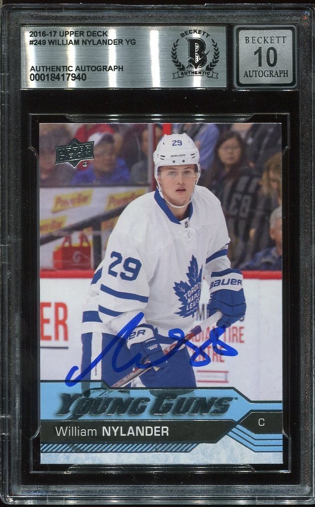 WILLIAM NYLANDER signed 2016-17 UD YOUNG GUNS ROOKIE CARD RC YG BECKETT 10 (BAS)