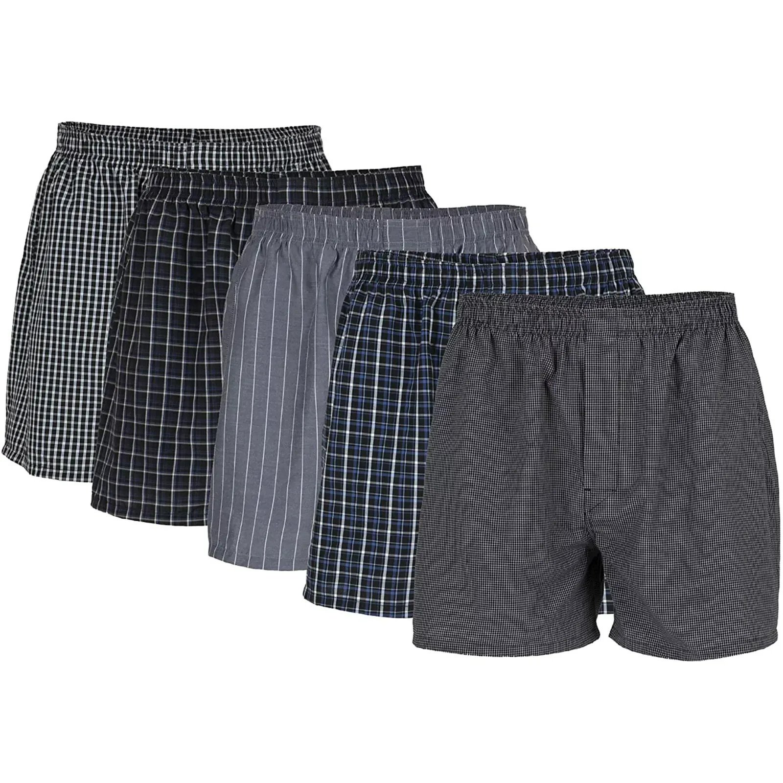 Gildan Adult Men's Woven Men's 2 or 5 Pair Woven Boxers Wicking Cool 4.5