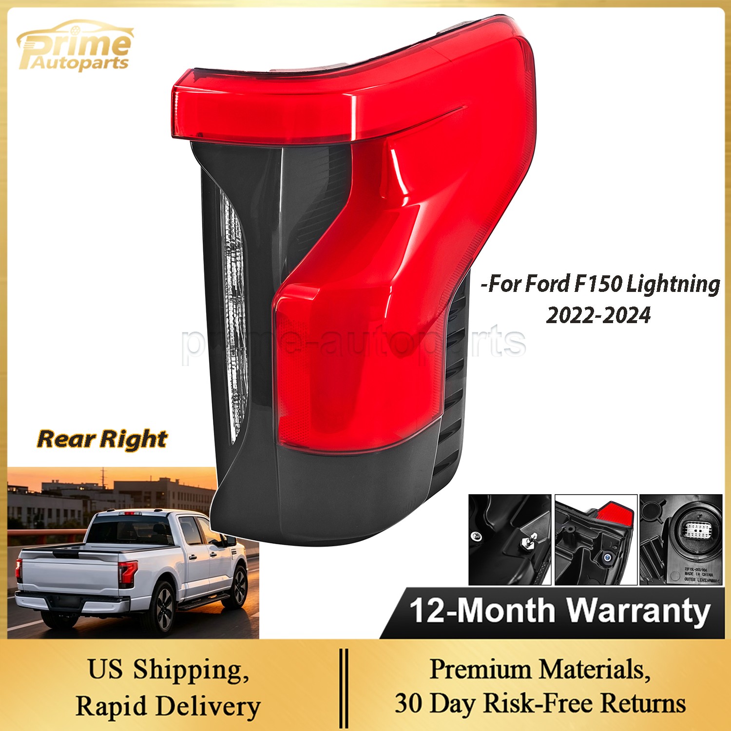 NEW Rear Right Side Tail Light NL34-13B504-BG For 2022-2025 Ford F150 Lightning