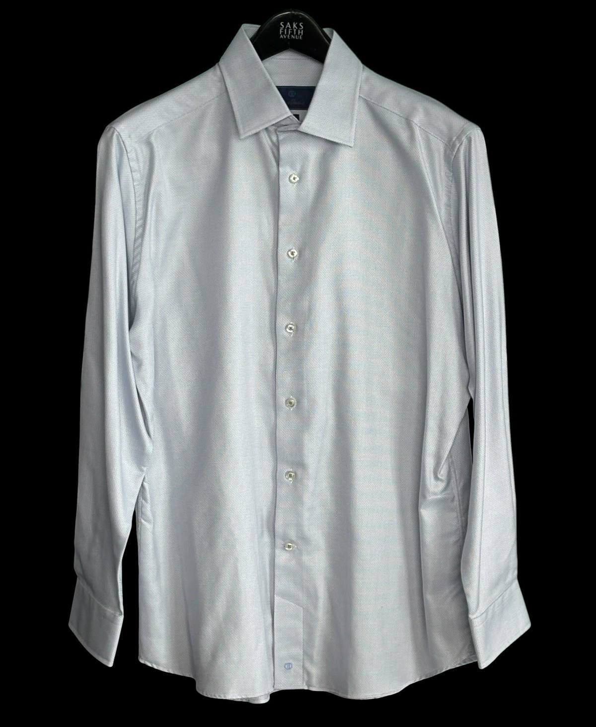 David Donahue Trim Fit 17 34/35 Blue Gray White Geometric Design Cotton NWOT