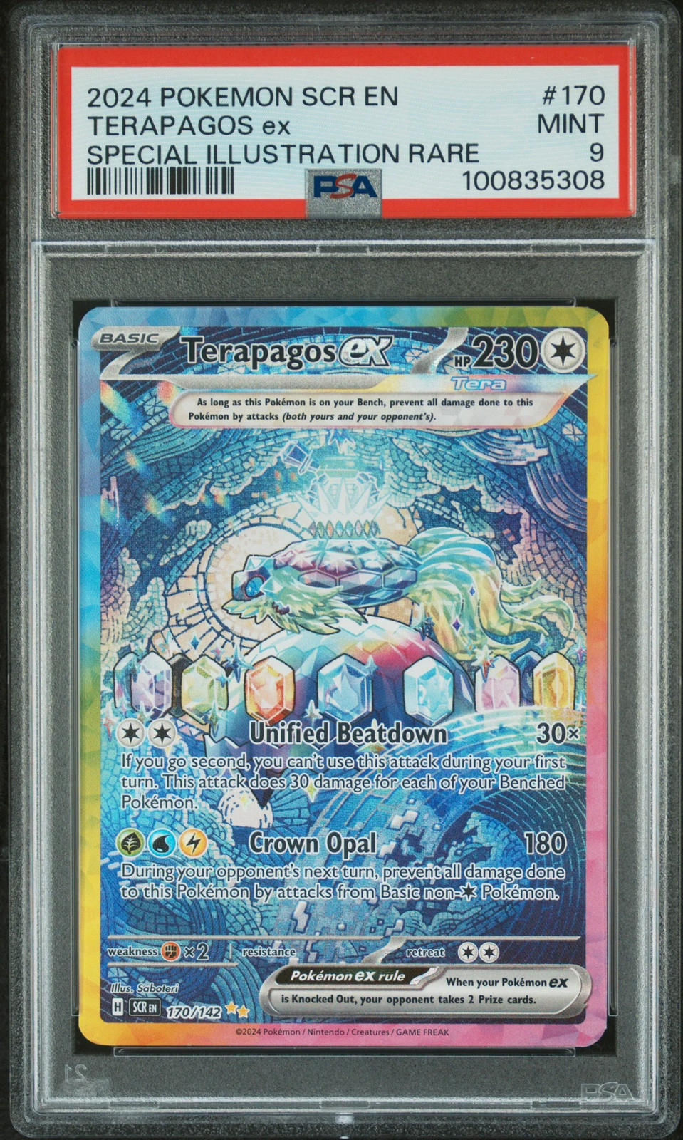 2024 Pokemon Stellar Crown Terapagos EX #170 Special Illustration Rare PSA 9
