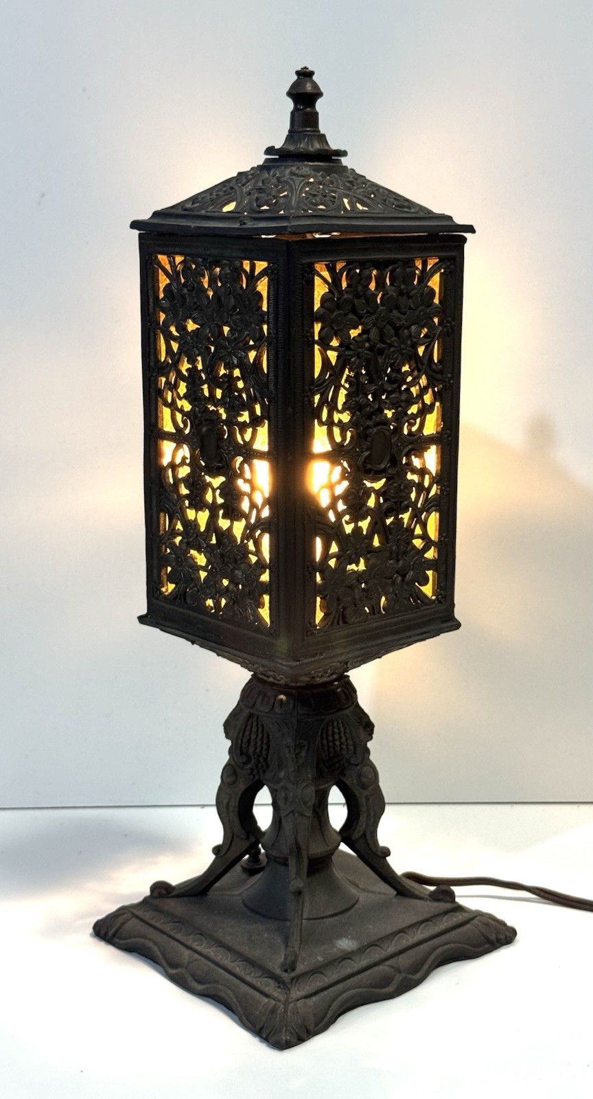 Vintage Metal And Glass Art Deco Table Lamp #1