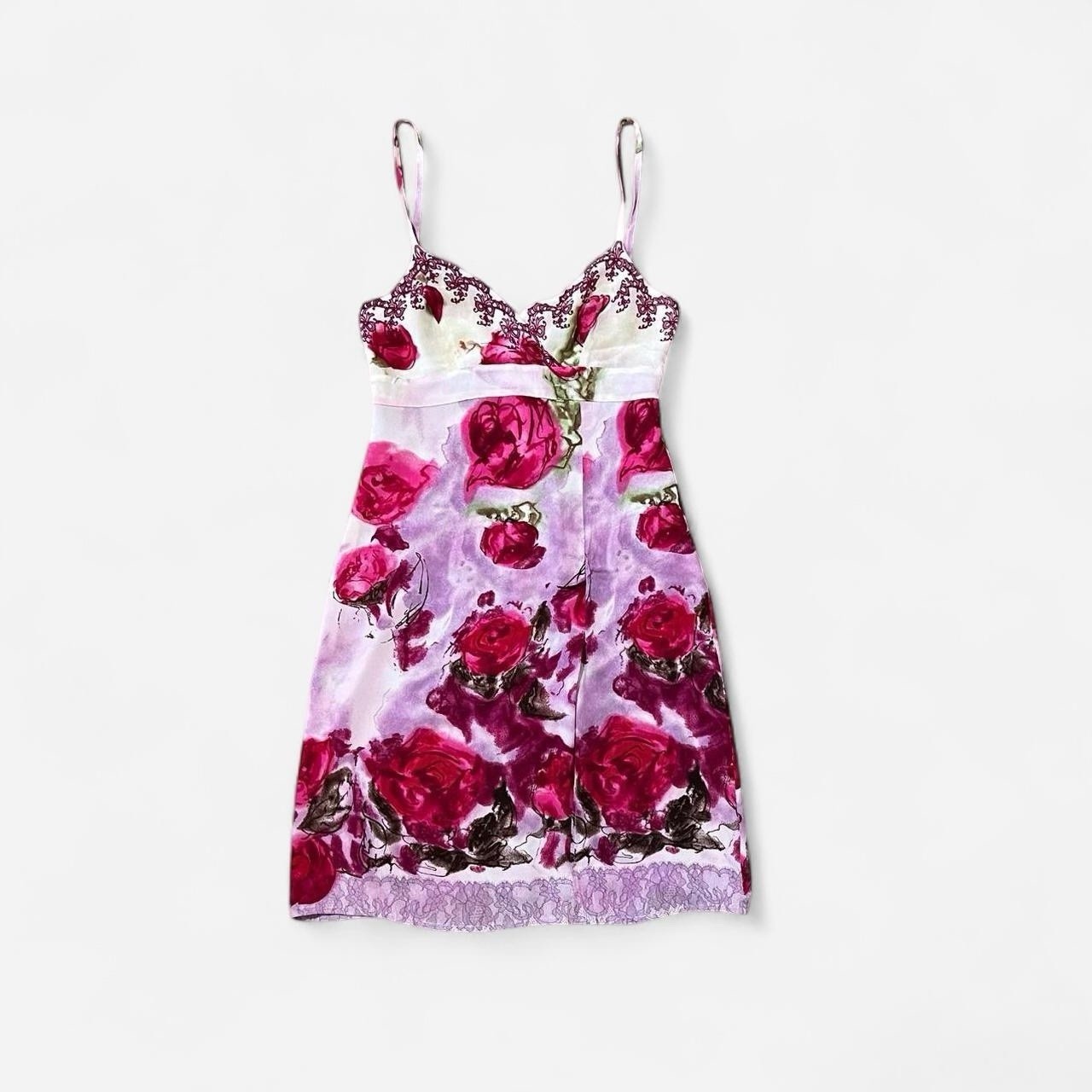Vintage 1997 Blumarine rose mini dress XS