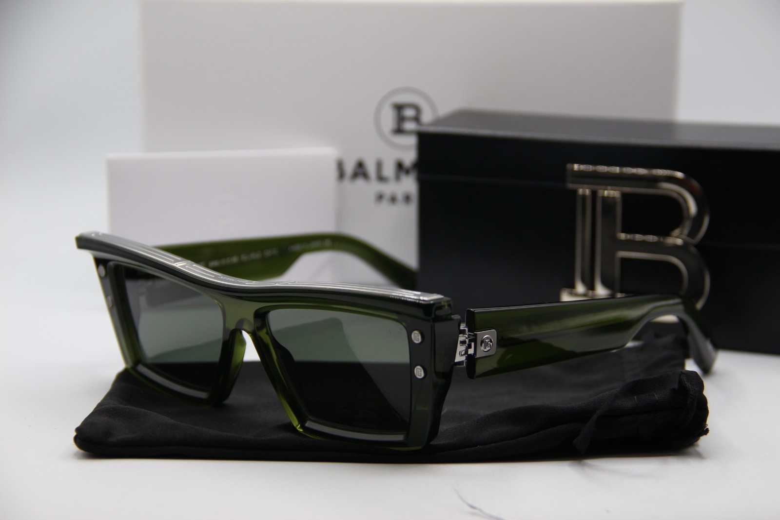 NEW BALMAIN B-VII BPS-131C-55 OLV-PLD OLIVE AUTHENTIC FRAMES SUNGLASSES 55-17