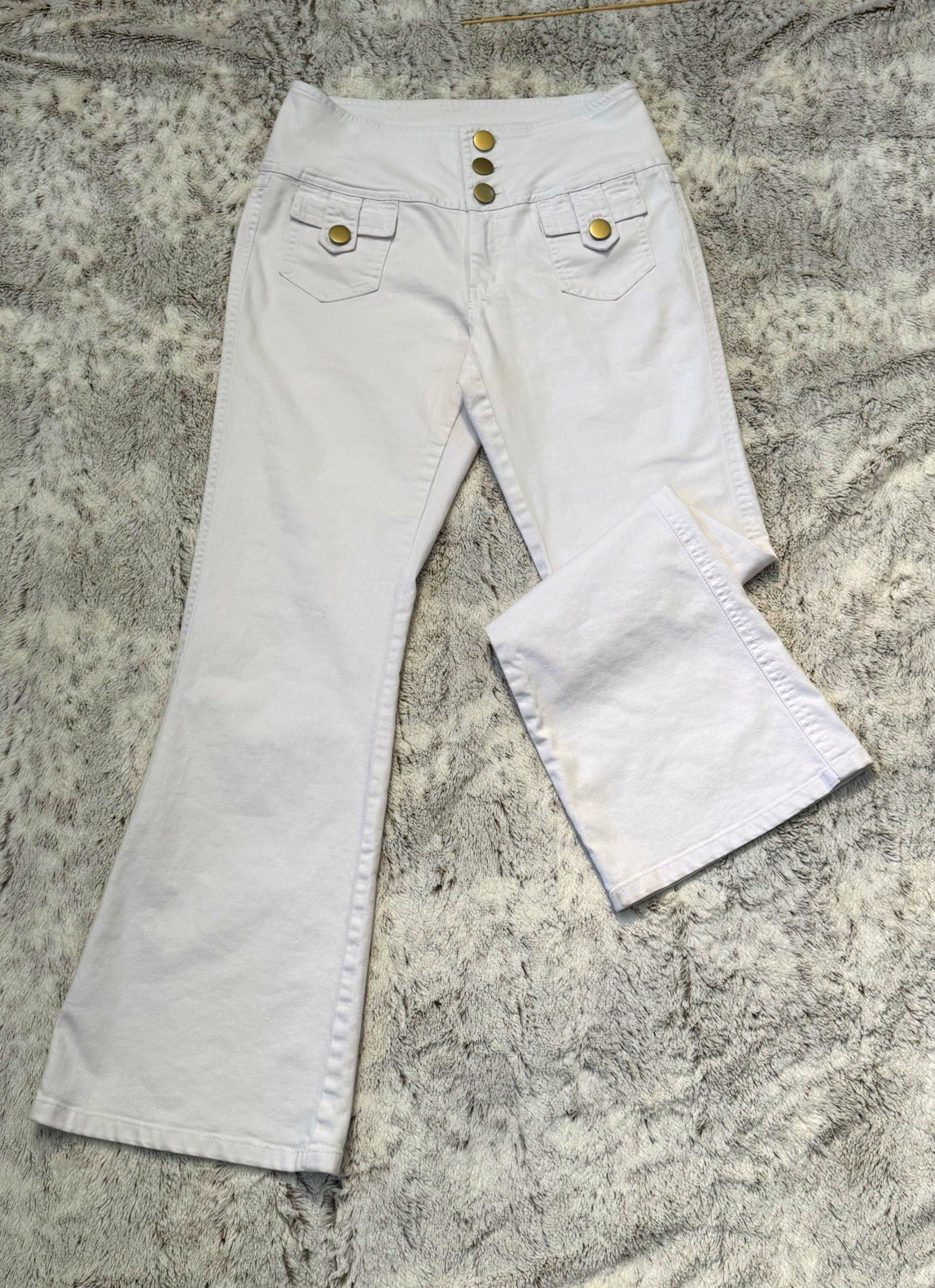 Cache Women’s White Stretch Denim Bootcut High Rise Jeans Size 10