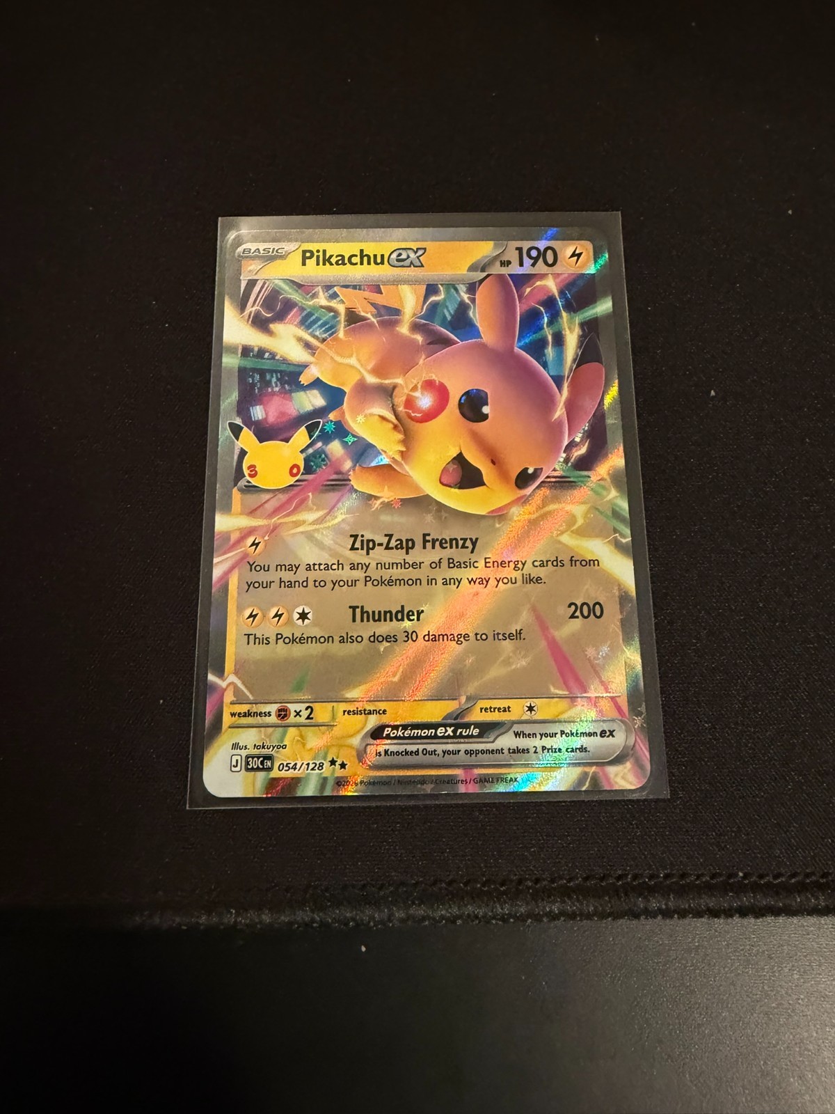 Pikachu ex 054/128 Holo Ultra Rare ME: 30th Celebration Pokemon Near Mint Pikachu ex 054/128 Holo Ultra Rare ME: 30th Celebration Pokemon Near Mint