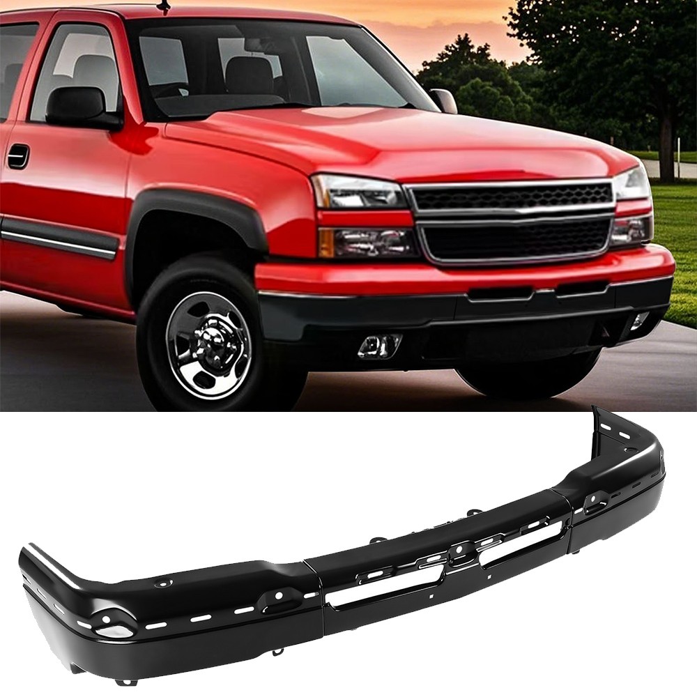 Black Front Bumper Face Bar Fit for Chevrolet Silverado 1500 2003-2007 Steel