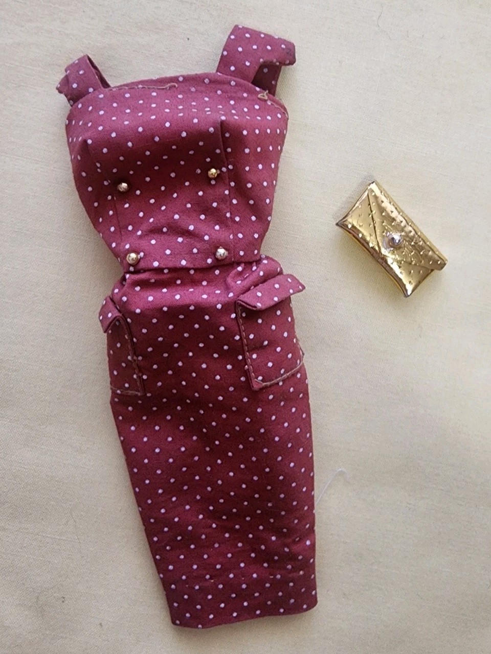 Vintage Barbie Pak Rust Polka Dot Sheath Dress Vintage Barbie Pak Rust Polka Dot Sheath Dress
