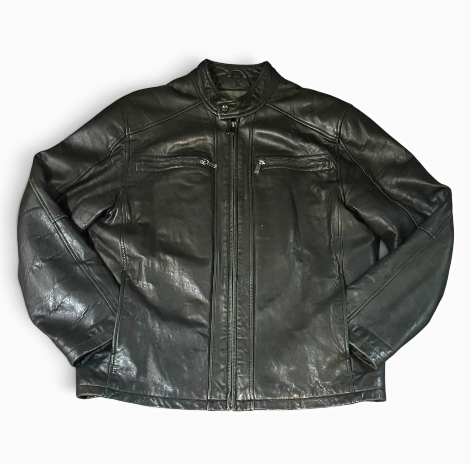 Marc New York Andrew Marc Leather Moto Jacket M Black Quilted Cafe Racer Biker