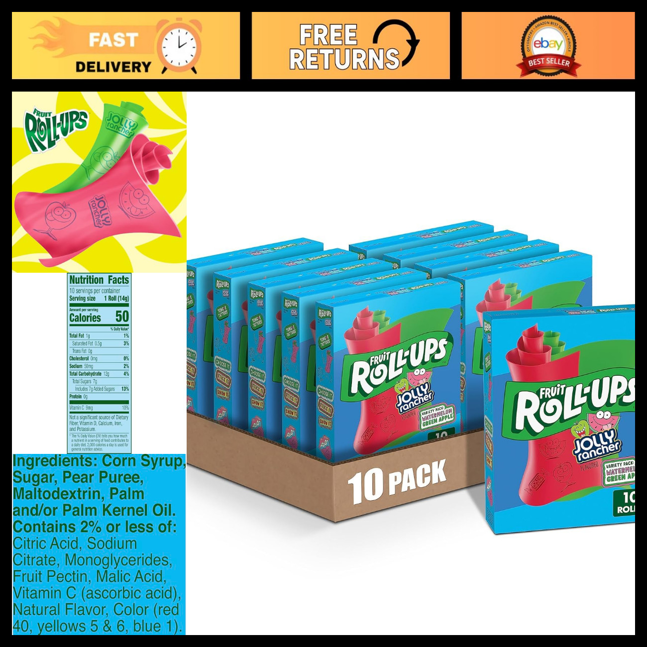 Fruit Flavored Snacks Variety Pack - Jolly Rancher, 10 Count, Sweet Treats