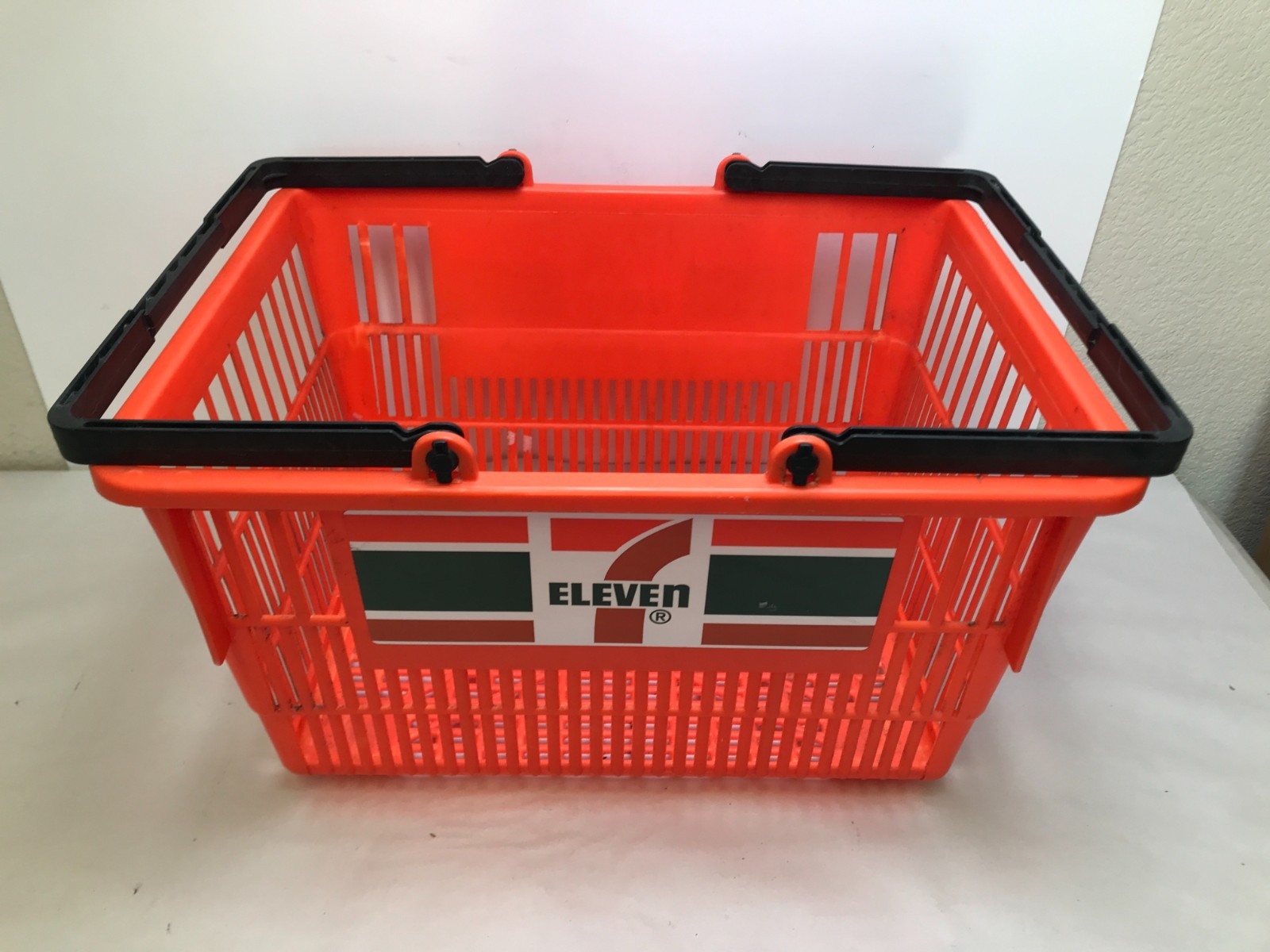Vintage 7-11 ORANGE Plastic Shopping Basket Only One On eBay Rare