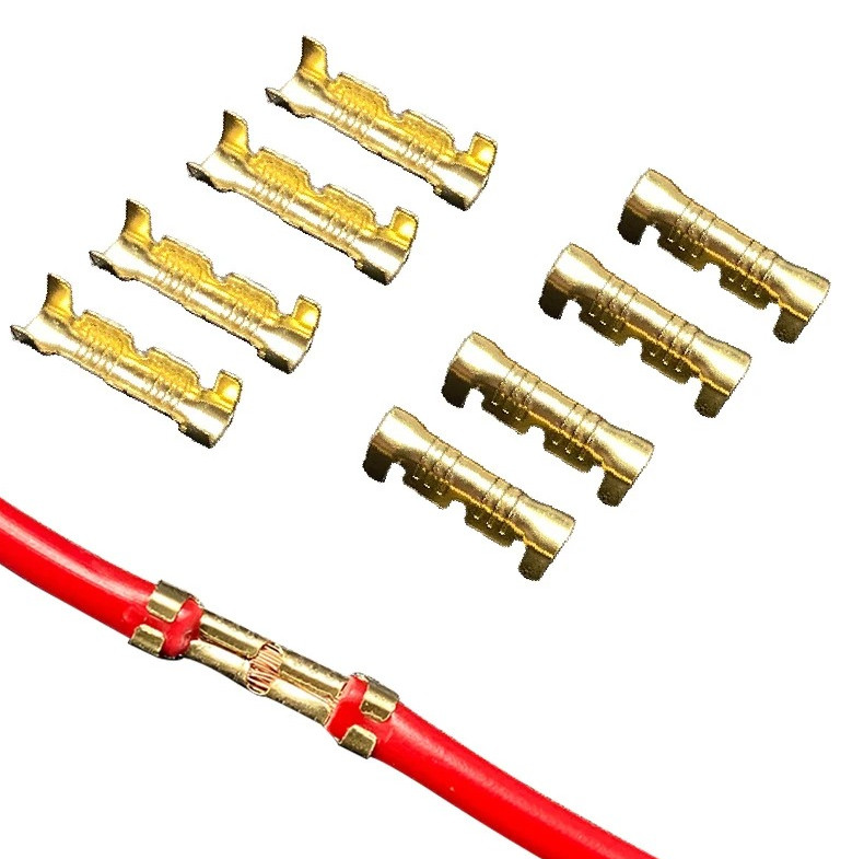 200pcs U Type Brass Terminal Connectors 0.3-1.5mm² Double Crimp Set - NEW