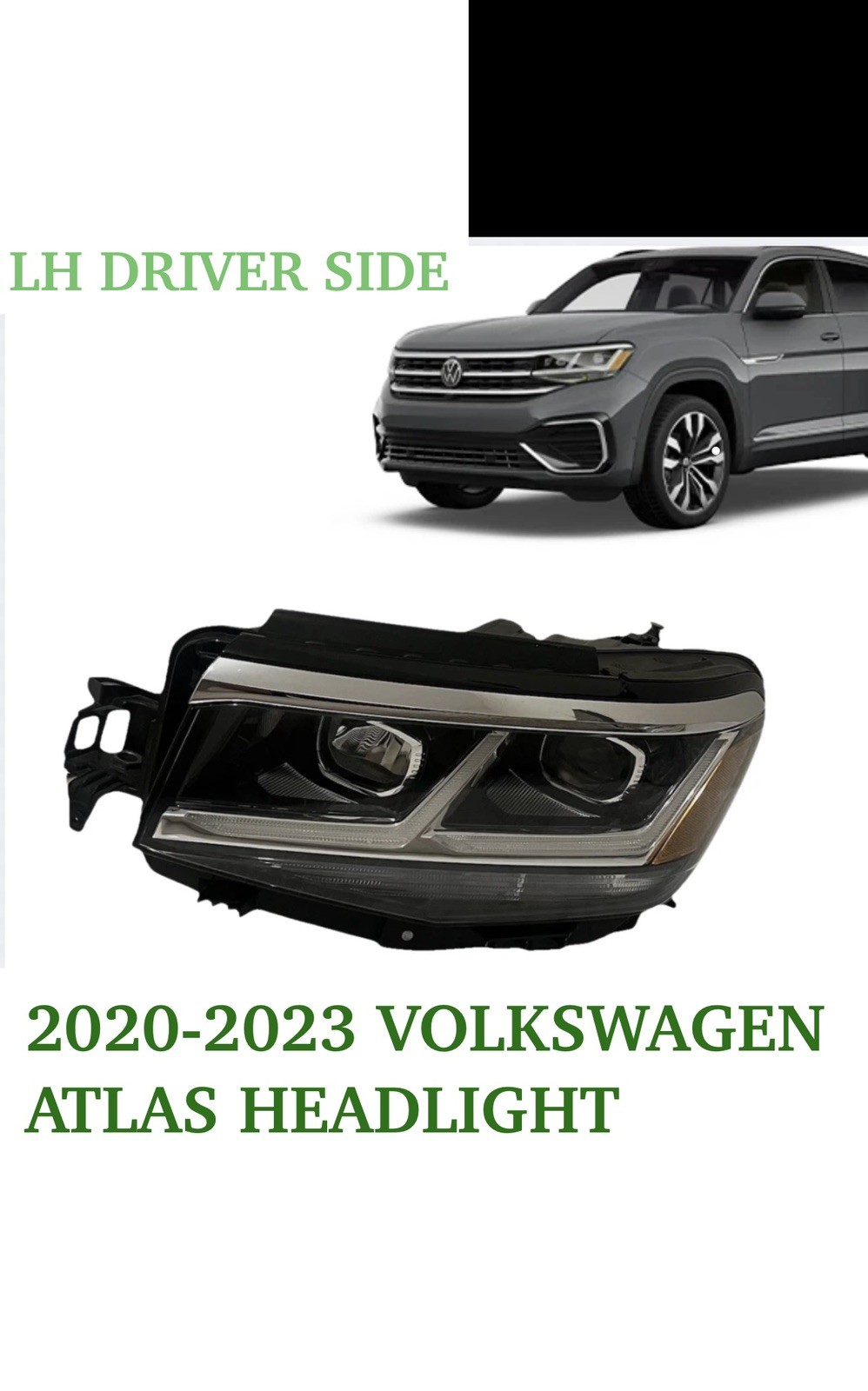 2020-2023 VOLKSWAGEN ATLAS LEFT DRIVER HEADLIGHT OEM DRL DEFFECTIVE👍🏼#1 GREAT