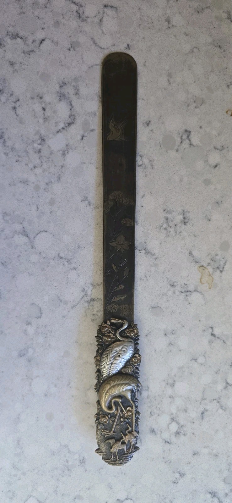 Antique Brass & Silver Japanese Meiji Period Page Turner Letter Opener