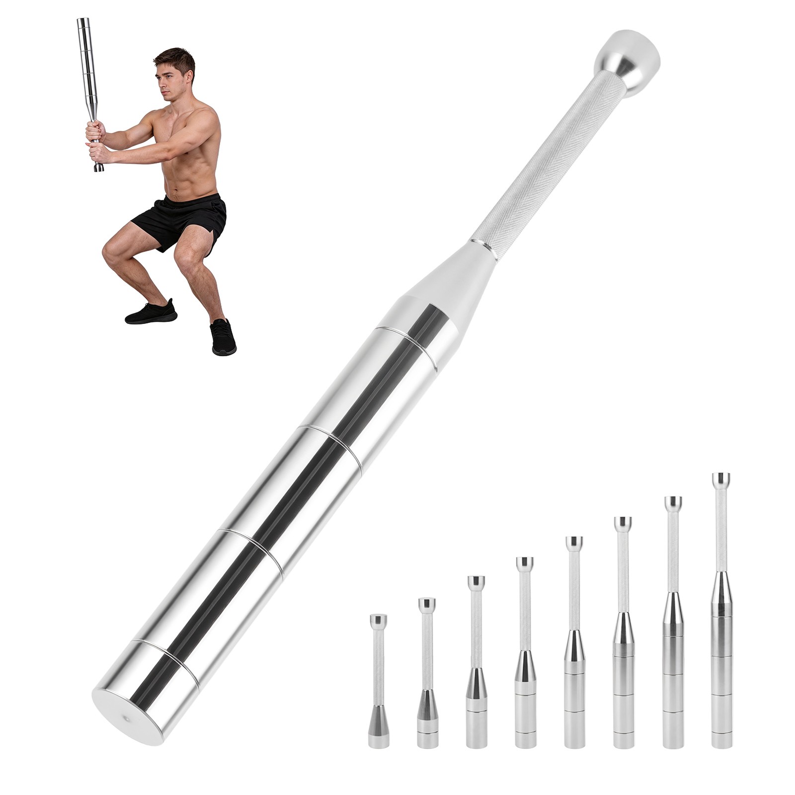 Adjustable Macebell, 6.6-22 lbs Workout Clubbell, Premium Steel Indian Club