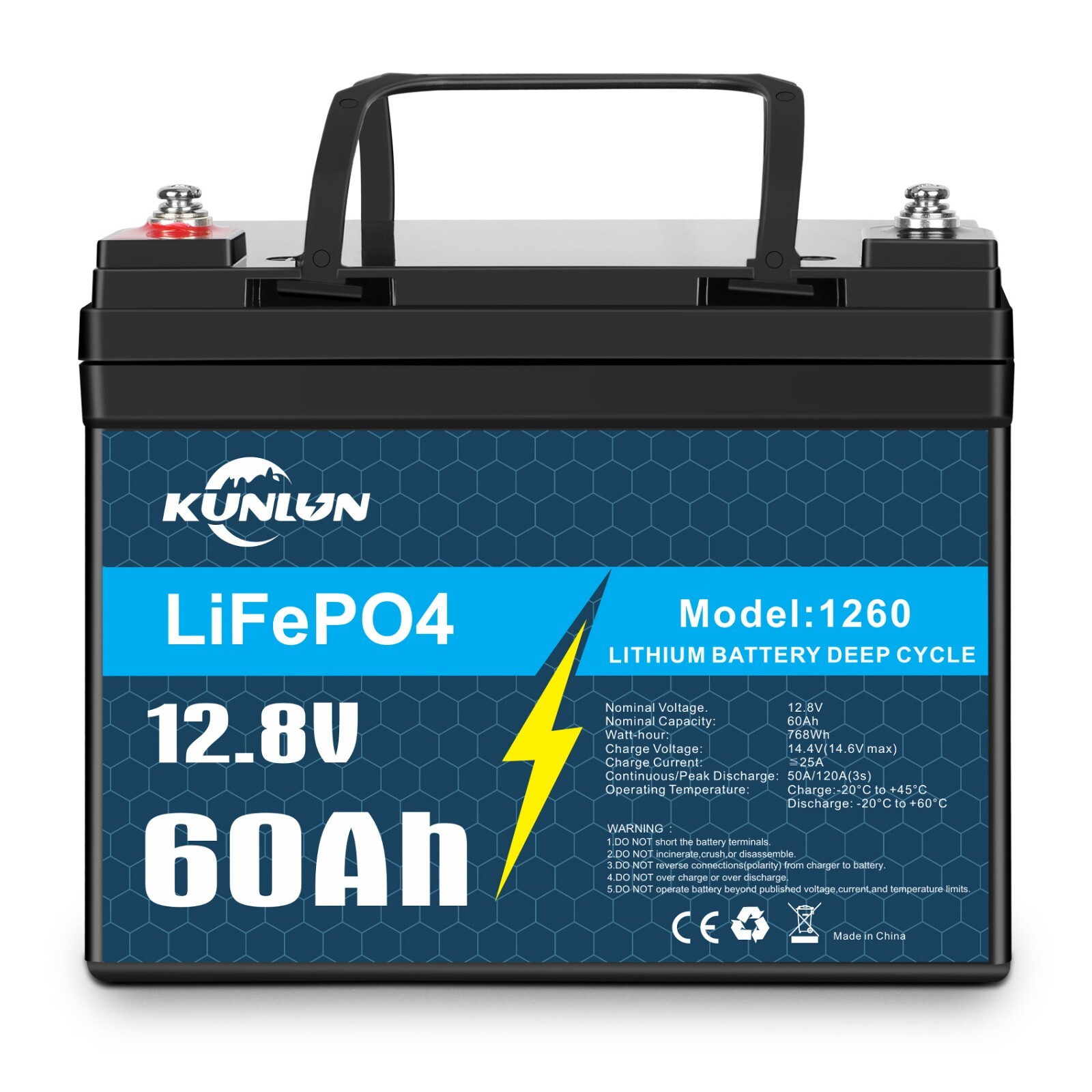 1/2/3/4 Pack 12V 60Ah LiFePO4 Lithium Battery, Deep Cycle, for RV, Golf Cart