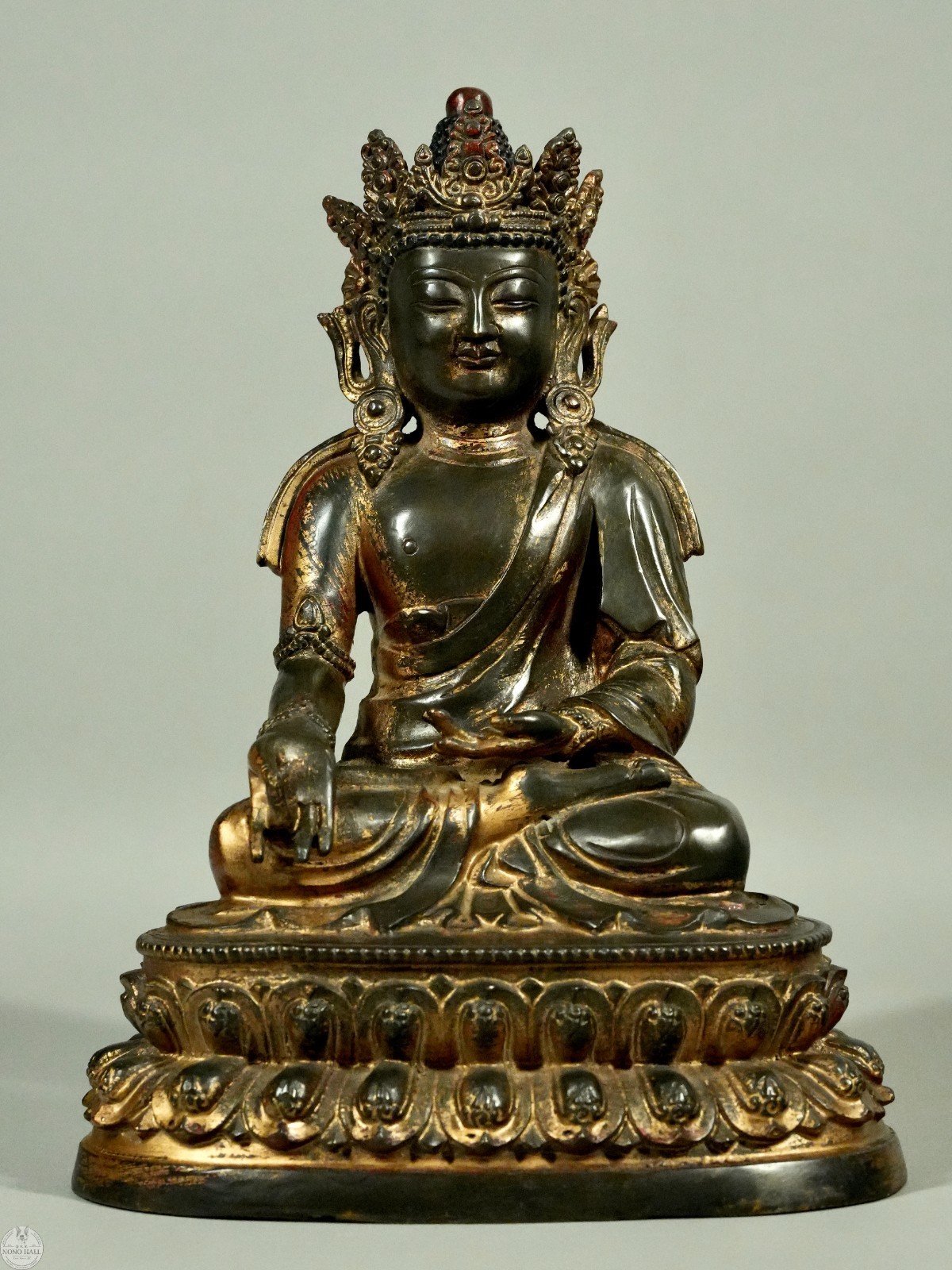Antique 15th–16th C. Ming Dynasty Gilt Bronze Figure of Ratnasambhava Buddha