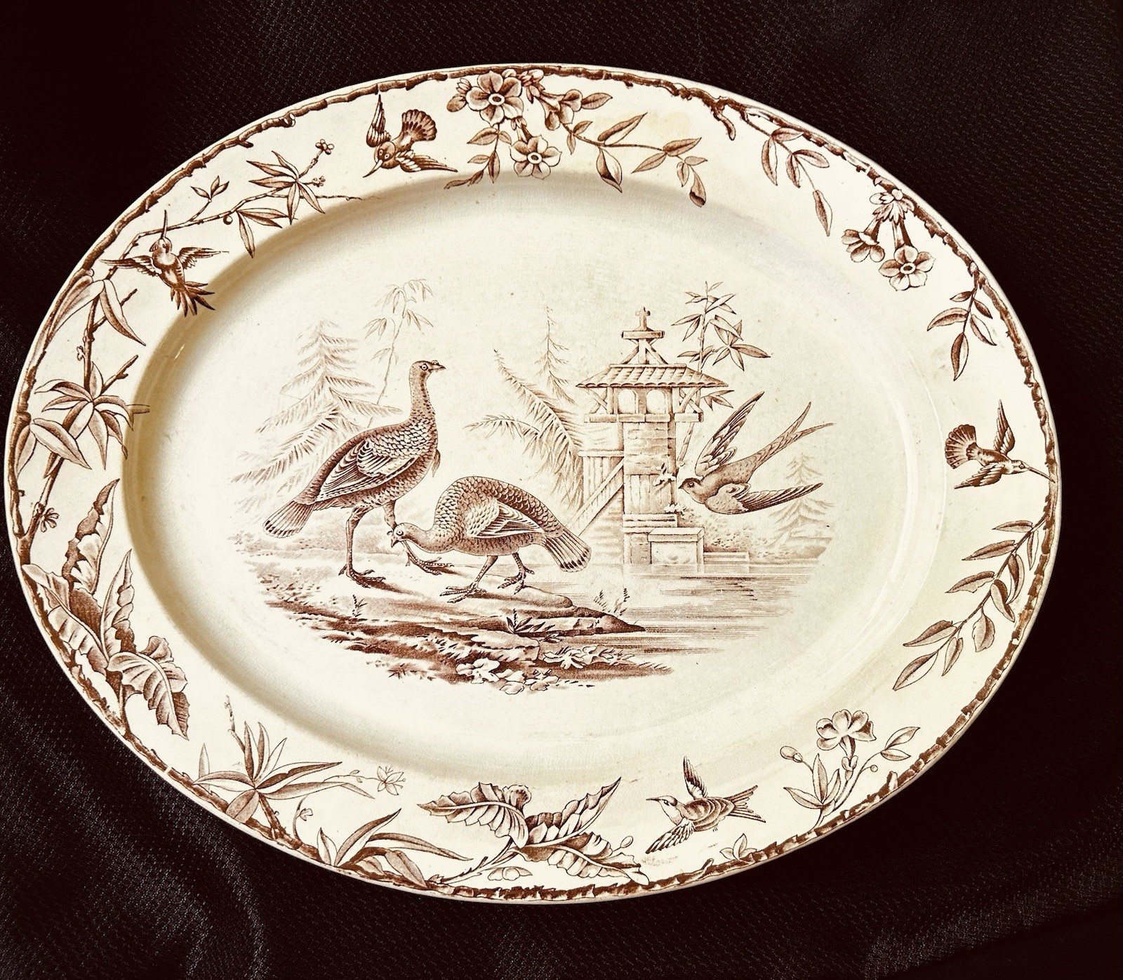 Antique 1870s Ridgway INDUS Aesthetics Movement - 12.5” x  16” LARGE PLATTER