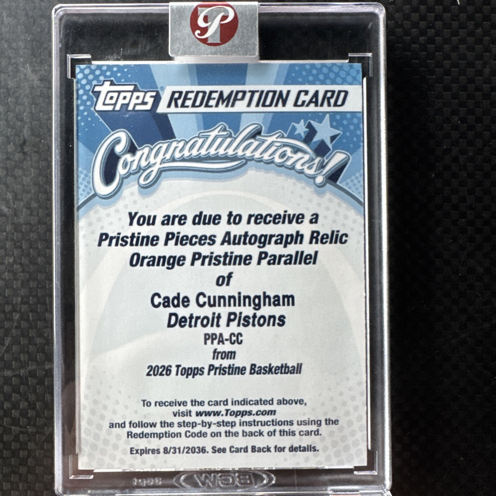 2026 Topps Pristine Cade Cunningham PRISTINE PIECES AUTO RELIC ORANGE /25 PPA-CC