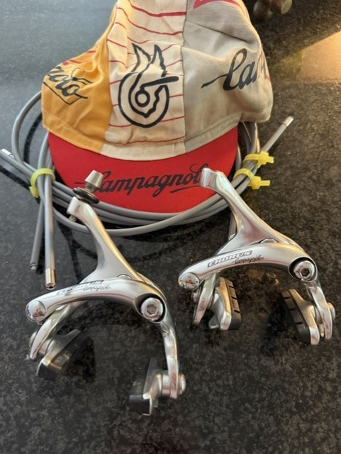 Vintage Campagnolo Chorus Dual Pivot Brakeset Silver Calipers Gray Housing & Cap