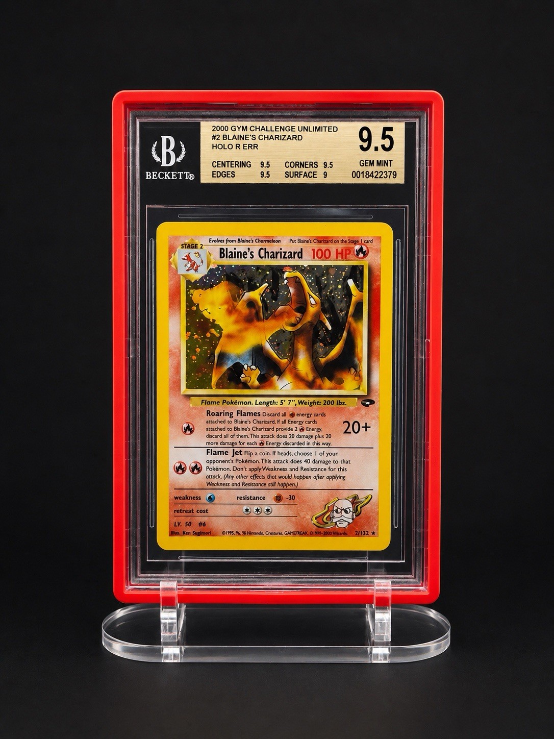 Pokémon Blaine's Charizard 2/132 Gym Challenge Holo Rare Unlimited Beckett 9.5