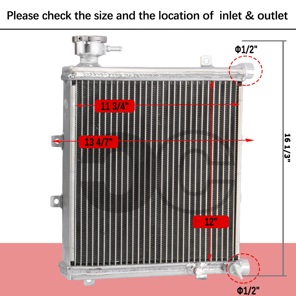 3 Rows Aluminum Cooler Cooling Radiator Water to Air Heat Exchanger with Cap US
