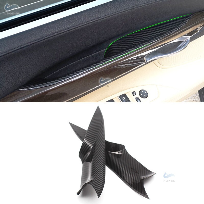 2pcs Front Carbon Fiber Interior Door Handle Bowl Cover For BMW 7 F01 F02 08-15