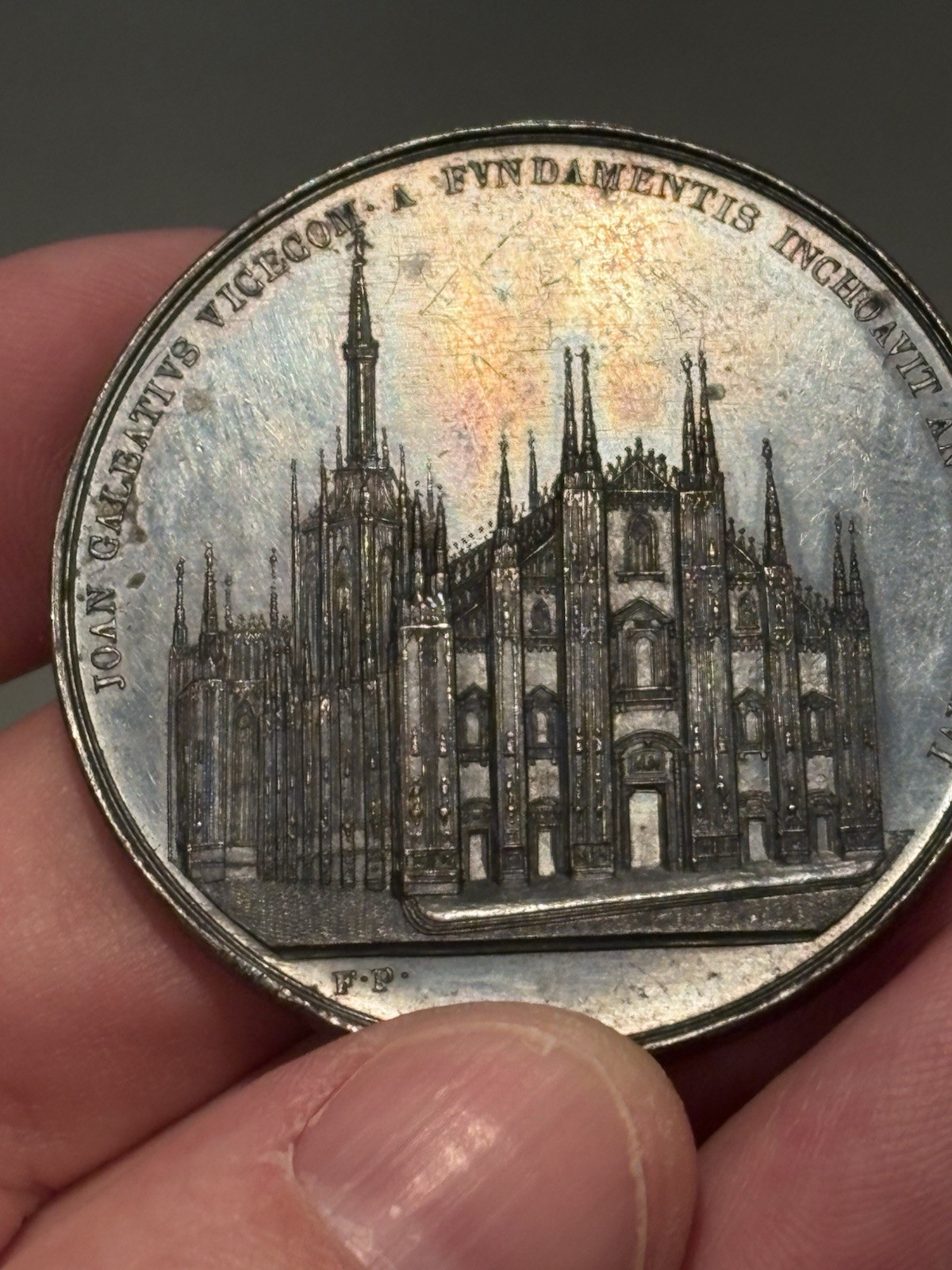 ITALY Medal 1844 Cathedral of Milan Restorations to major spire Incredibly Toned